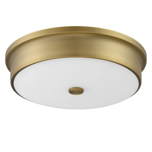Abbey 12" LED Flush Mount, Aged Brass