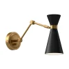 Aiden Articulating Wall Sconce, Matte Black and Antique Brass