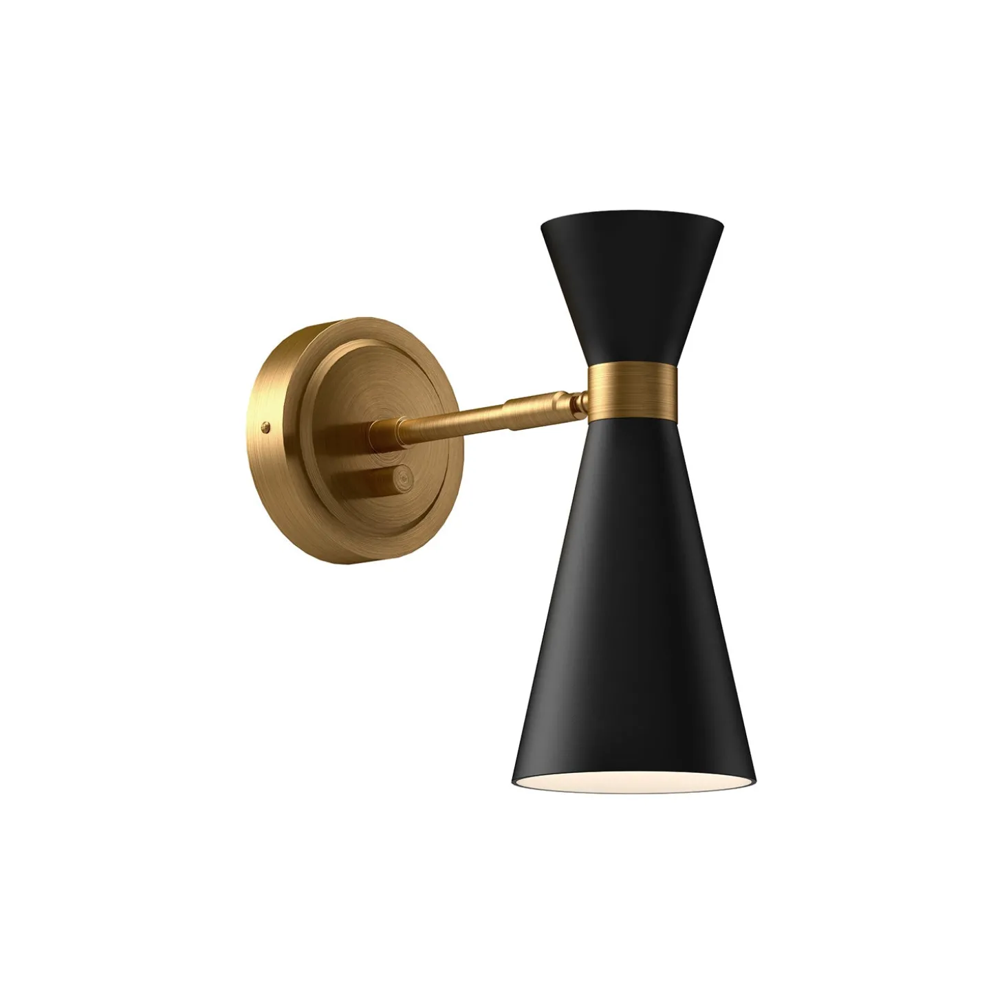 Aiden Pivot Wall Sconce, Matte Black and Antique Brass
