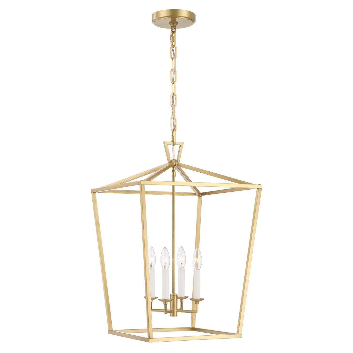 Anover Large Lantern Pendant, Satin Brass