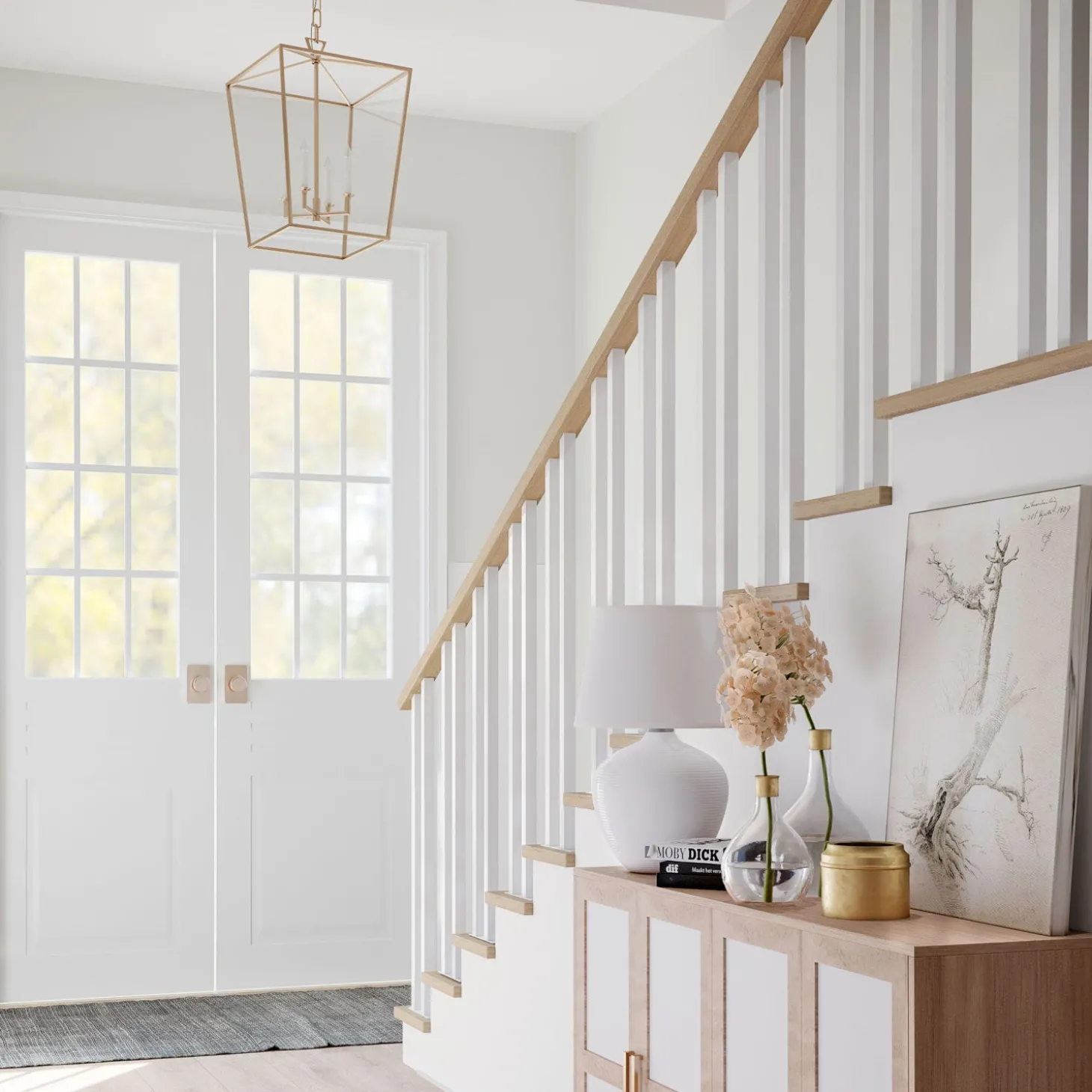 Anover Large Lantern Pendant, Satin Brass