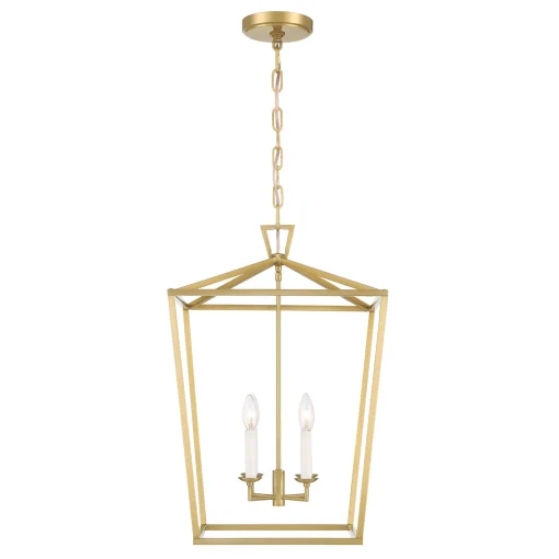 Anover Large Lantern Pendant, Satin Brass