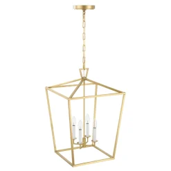 Anover Large Lantern Pendant, Satin Brass