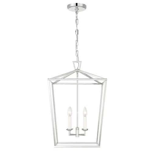 Anover Large Lantern Pendant, Polished Nickel