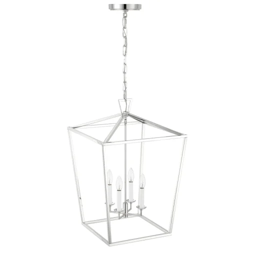 Anover Large Lantern Pendant, Polished Nickel