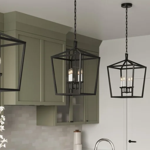Anover Medium Lantern Pendant, Matte Black