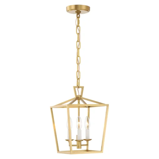 Anover Small Lantern Pendant, Satin Brass