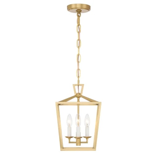 Anover Small Lantern Pendant, Satin Brass