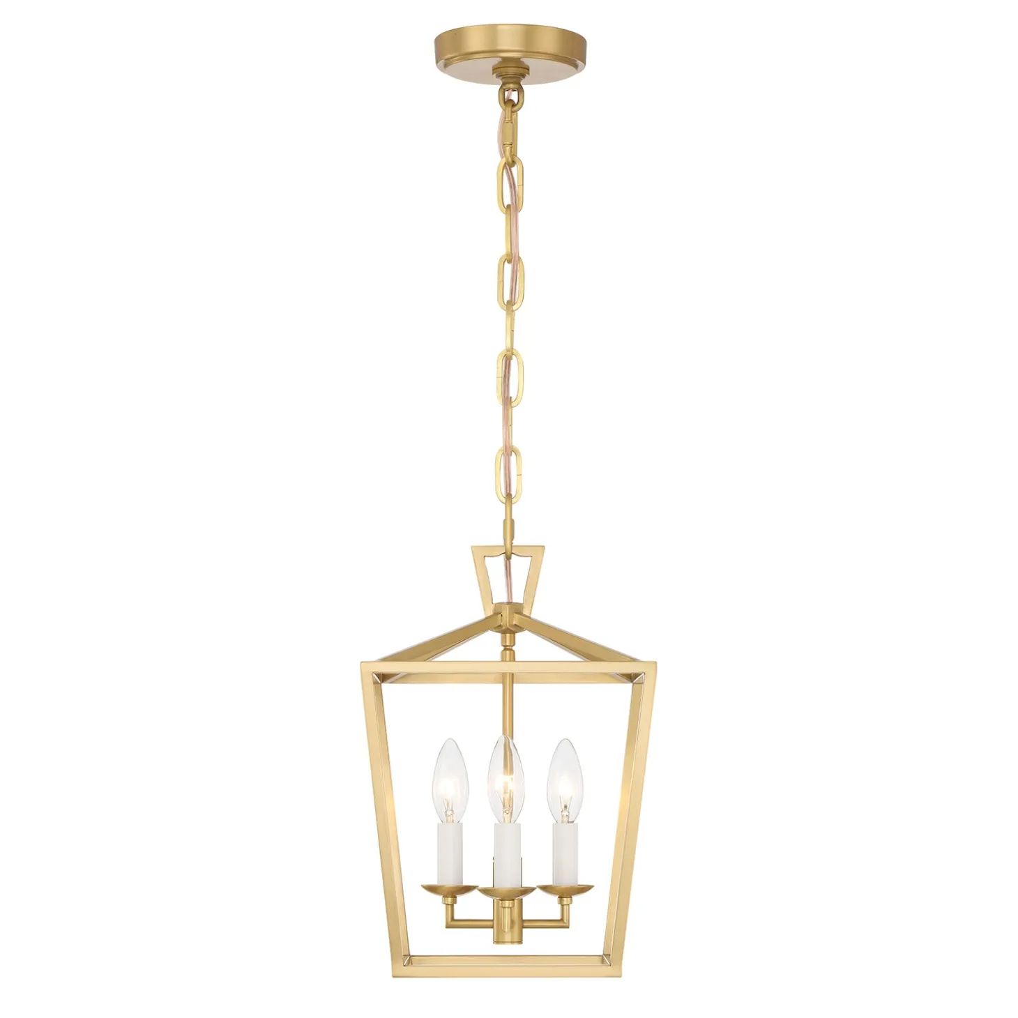 Anover Small Lantern Pendant, Satin Brass