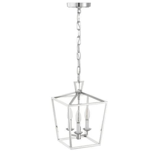 Anover Small Lantern Pendant, Polished Nickel