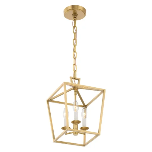 Anover Small Lantern Pendant, Satin Brass