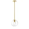 Aria 8" Clear Globe Pendant, Satin Brass