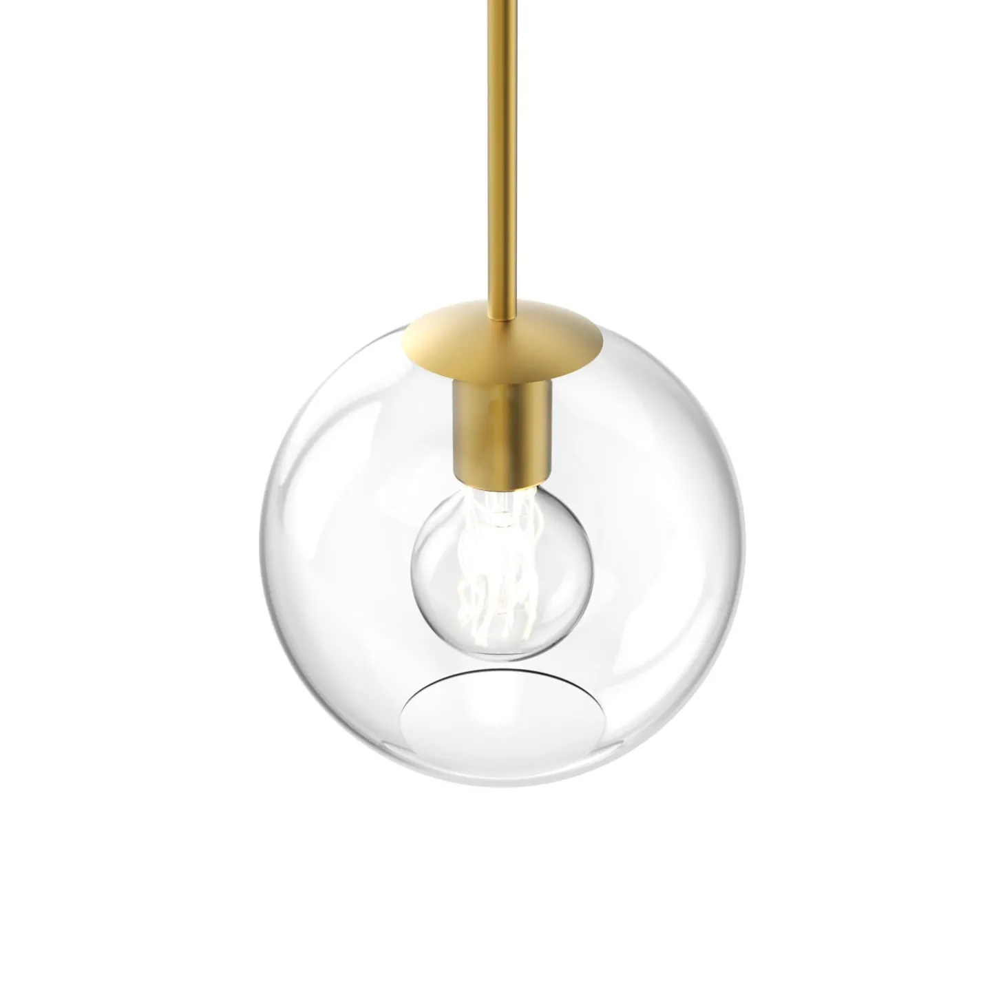 Aria 8" Clear Globe Pendant, Satin Brass