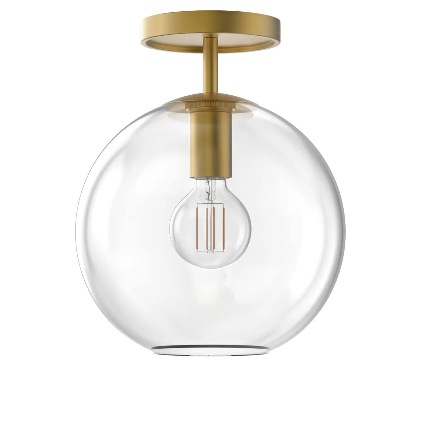 Aria 10" Flush Mount, Satin Brass with Clear Glass