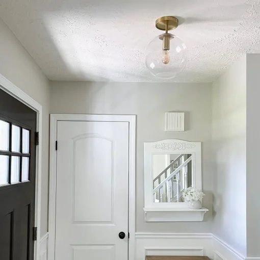 Aria 10" Flush Mount, Satin Brass with Clear Glass