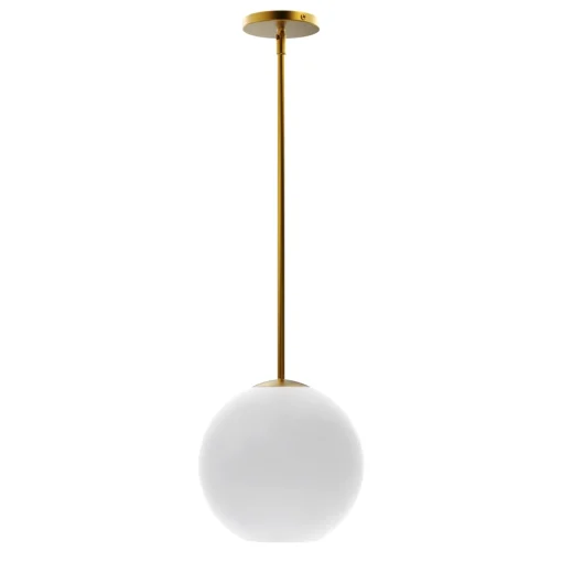 Aria 10" Opal Globe Pendant, Satin Brass