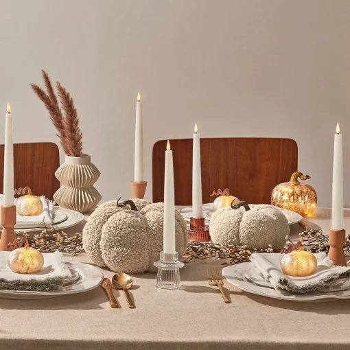 Brynn Mini LED Pumpkins, White, Set of 3