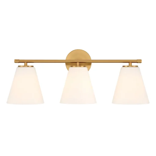 Carlisle 3 Light Vanity, Brushed Brass with Opal Glass