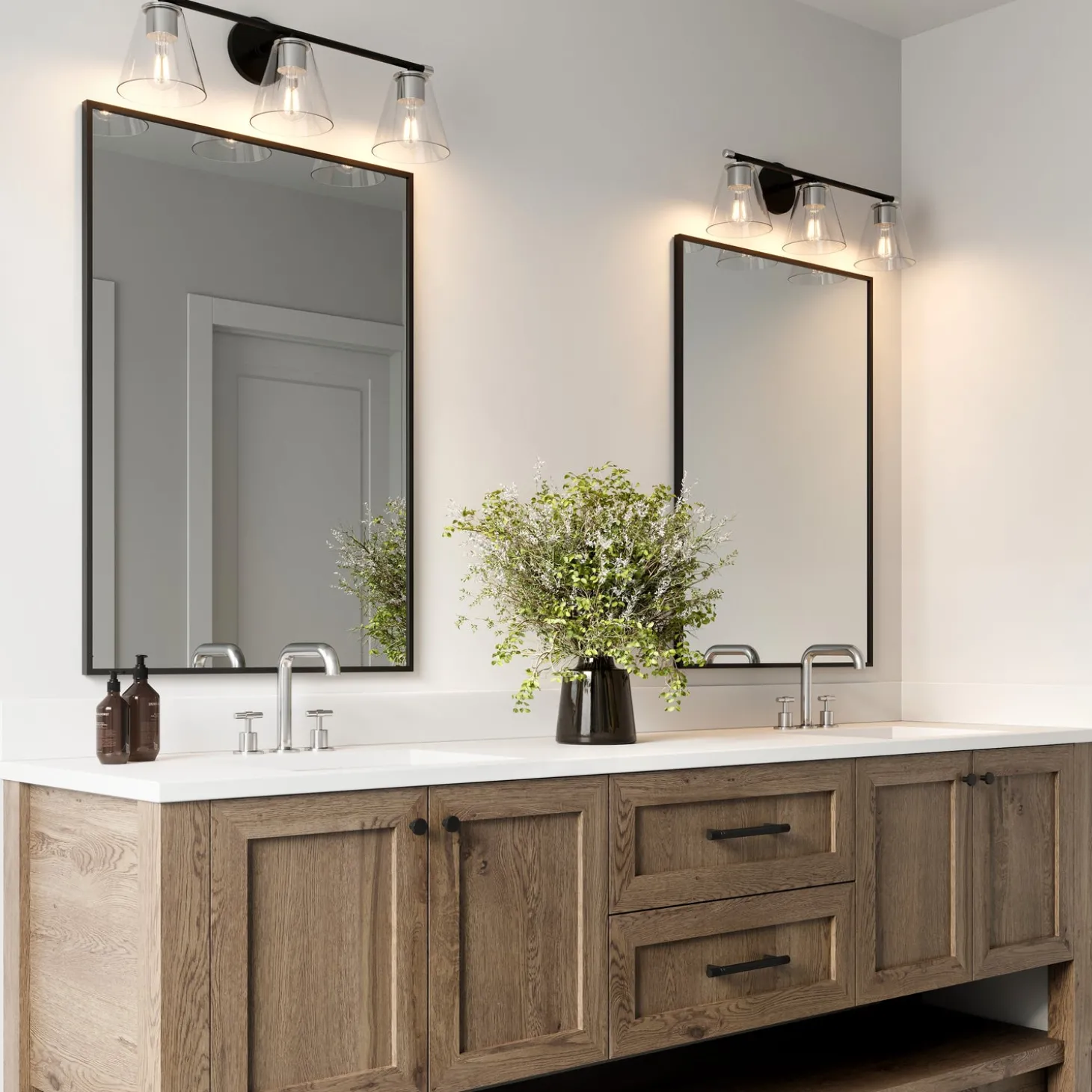 Carlisle 3 Light Vanity, Matte Black and Chrome