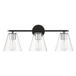 Carlisle 3 Light Vanity, Matte Black and Chrome