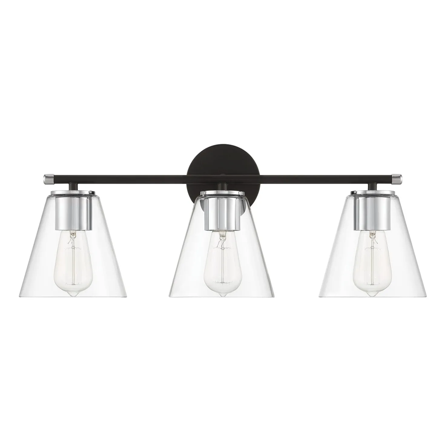 Carlisle 3 Light Vanity, Matte Black and Chrome