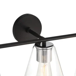 Carlisle 3 Light Vanity, Matte Black and Chrome