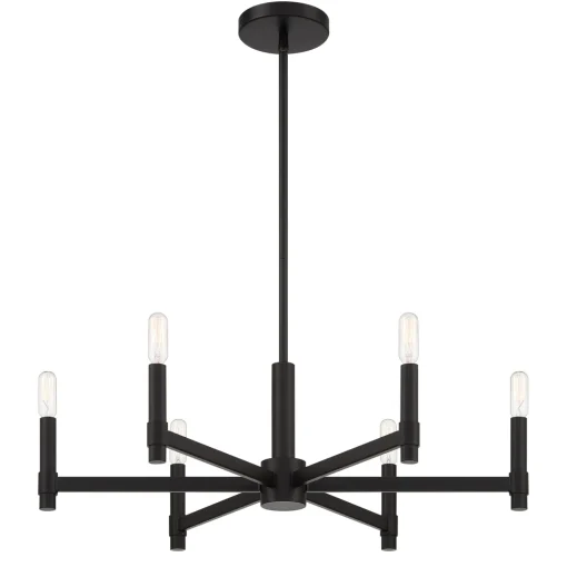 Carson 6 Light Chandelier, Matte Black