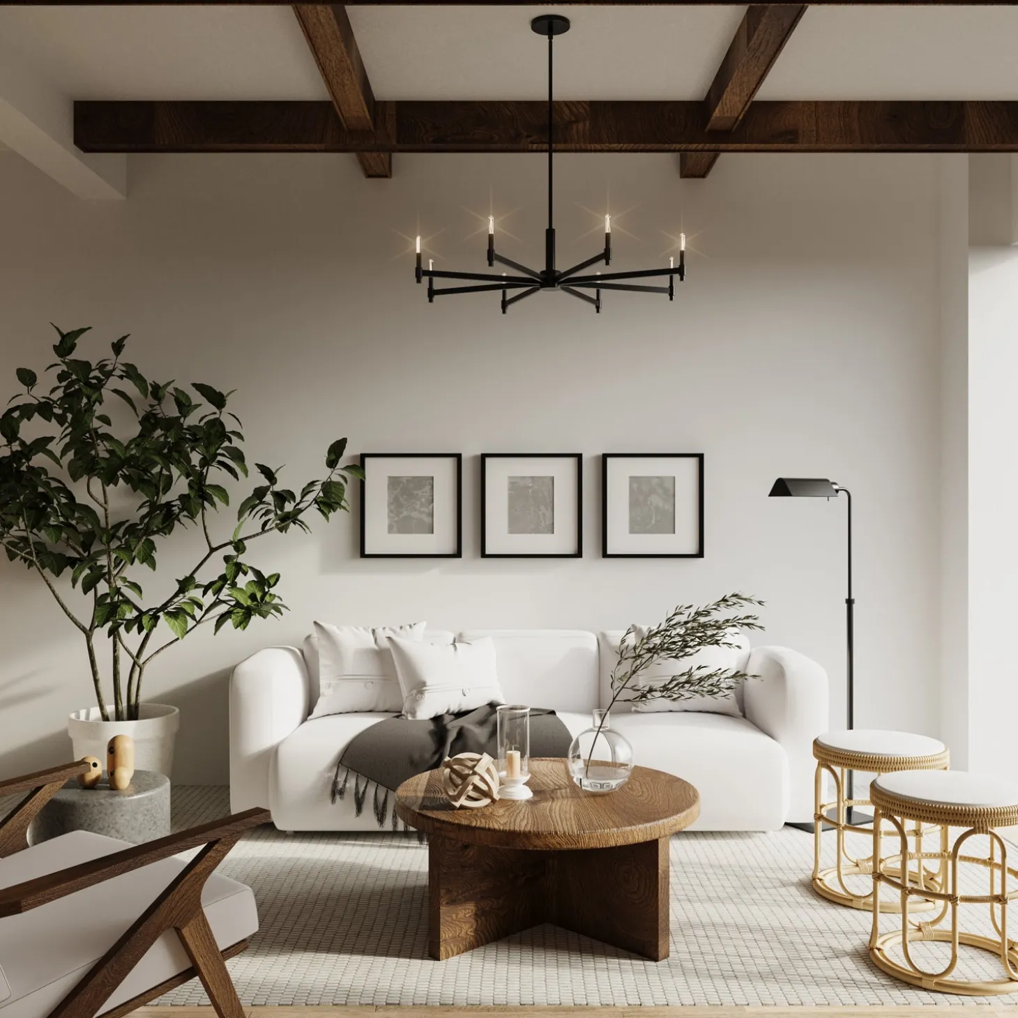 Carson 8 Light Chandelier, Matte Black