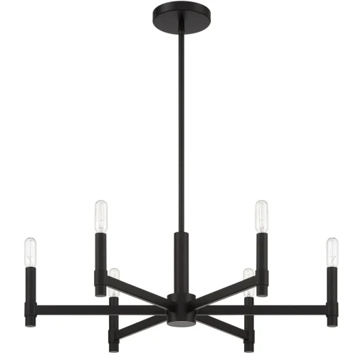Carson 6 Light Chandelier, Matte Black