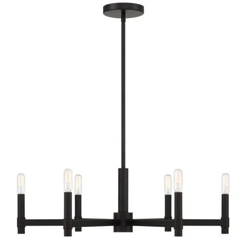 Carson 6 Light Chandelier, Matte Black