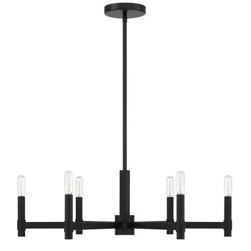 Carson 6 Light Chandelier, Matte Black