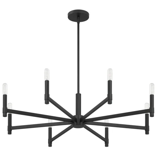 Carson 8 Light Chandelier, Matte Black