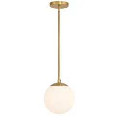 Castell 8" Globe LED Pendant, Aged Brass