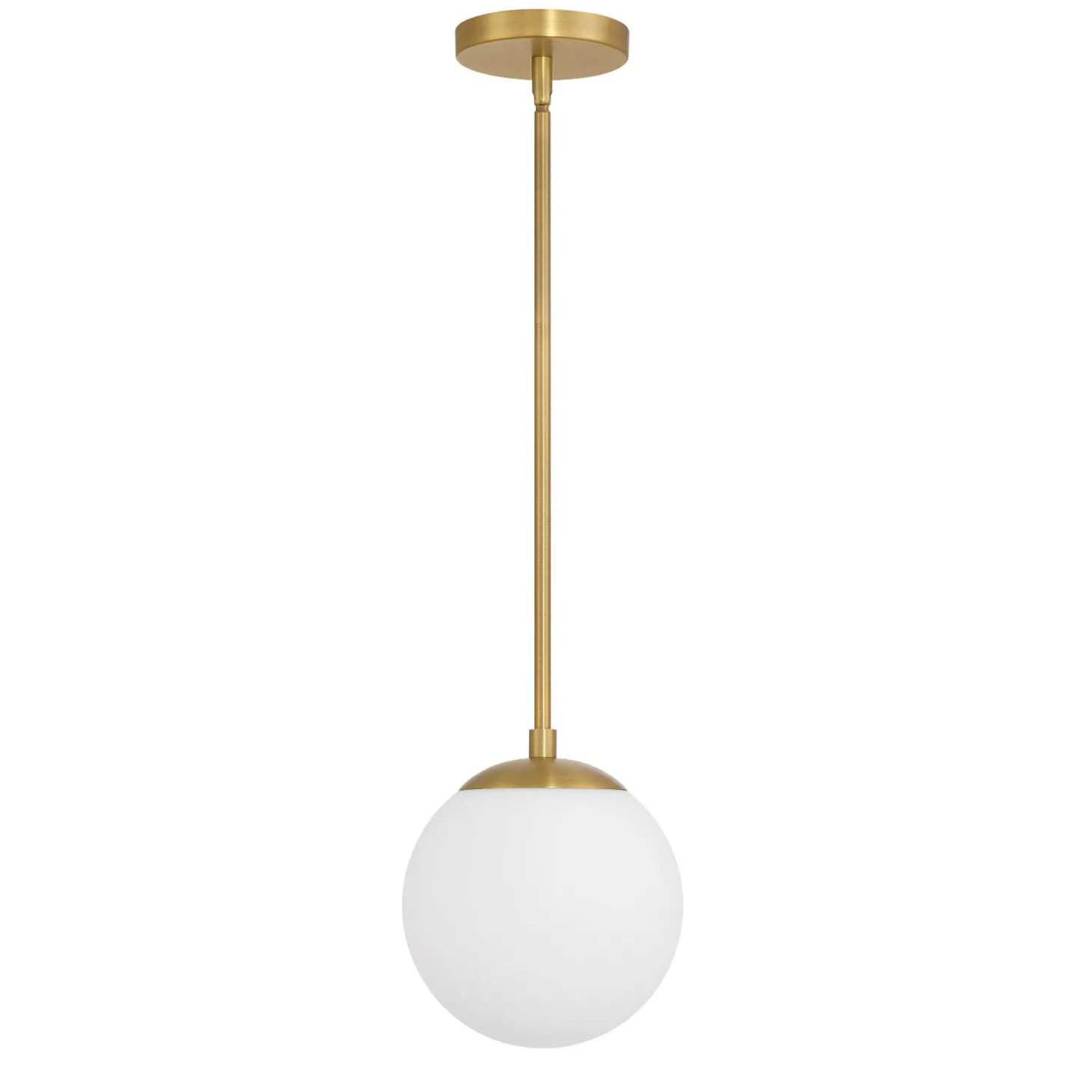 Castell 8" Globe LED Pendant, Aged Brass