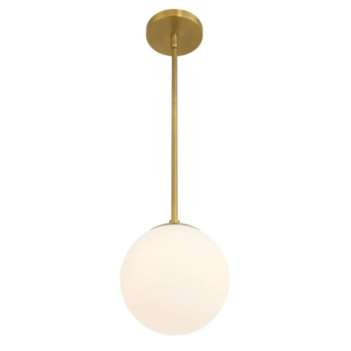 Castell 8" Globe LED Pendant, Aged Brass