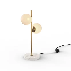 Castell 2 Globe LED Table Lamp, Aged Brass