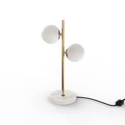 Castell 2 Globe LED Table Lamp, Aged Brass