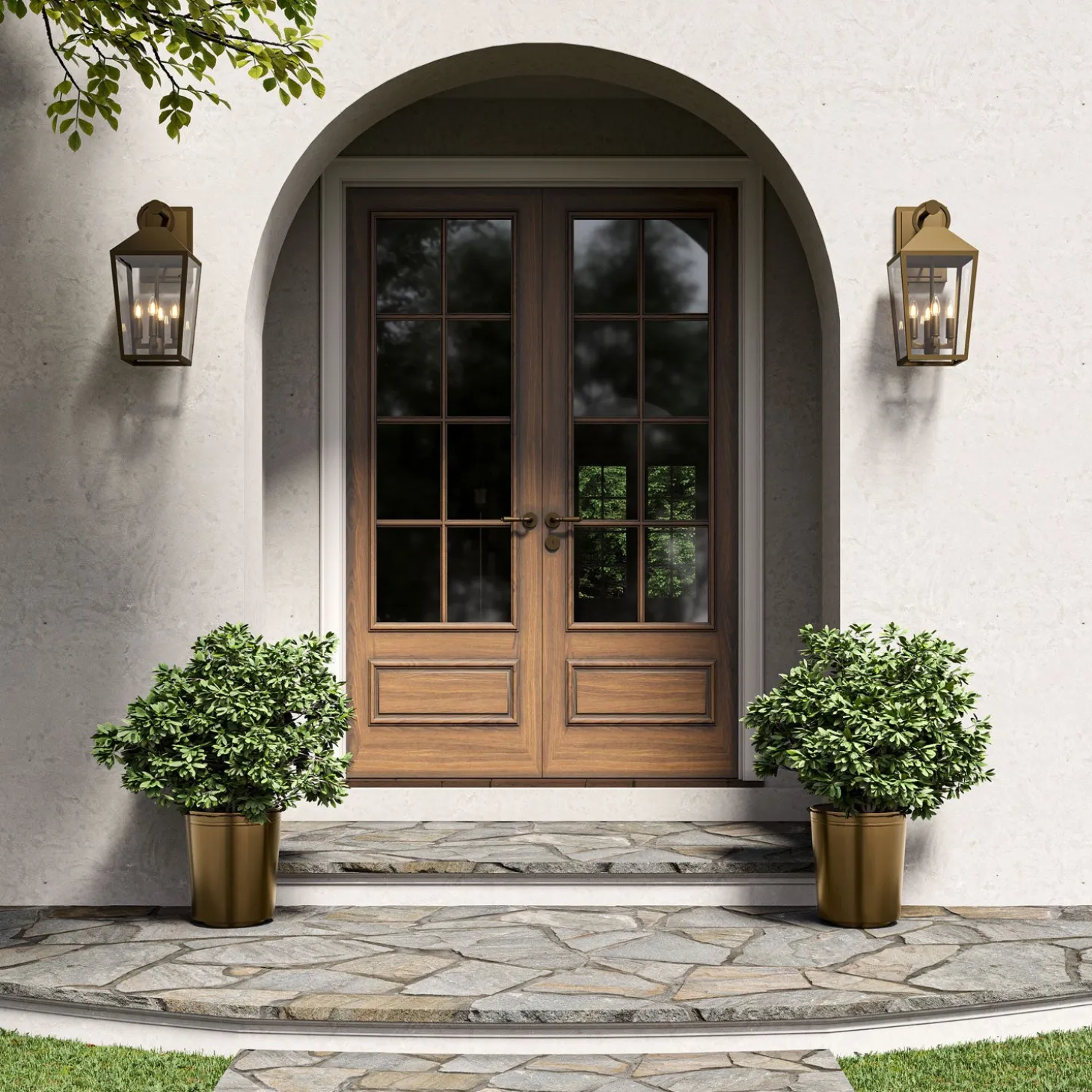 Cole Outdoor Wall Light, Large 21.5" Burnished Brass