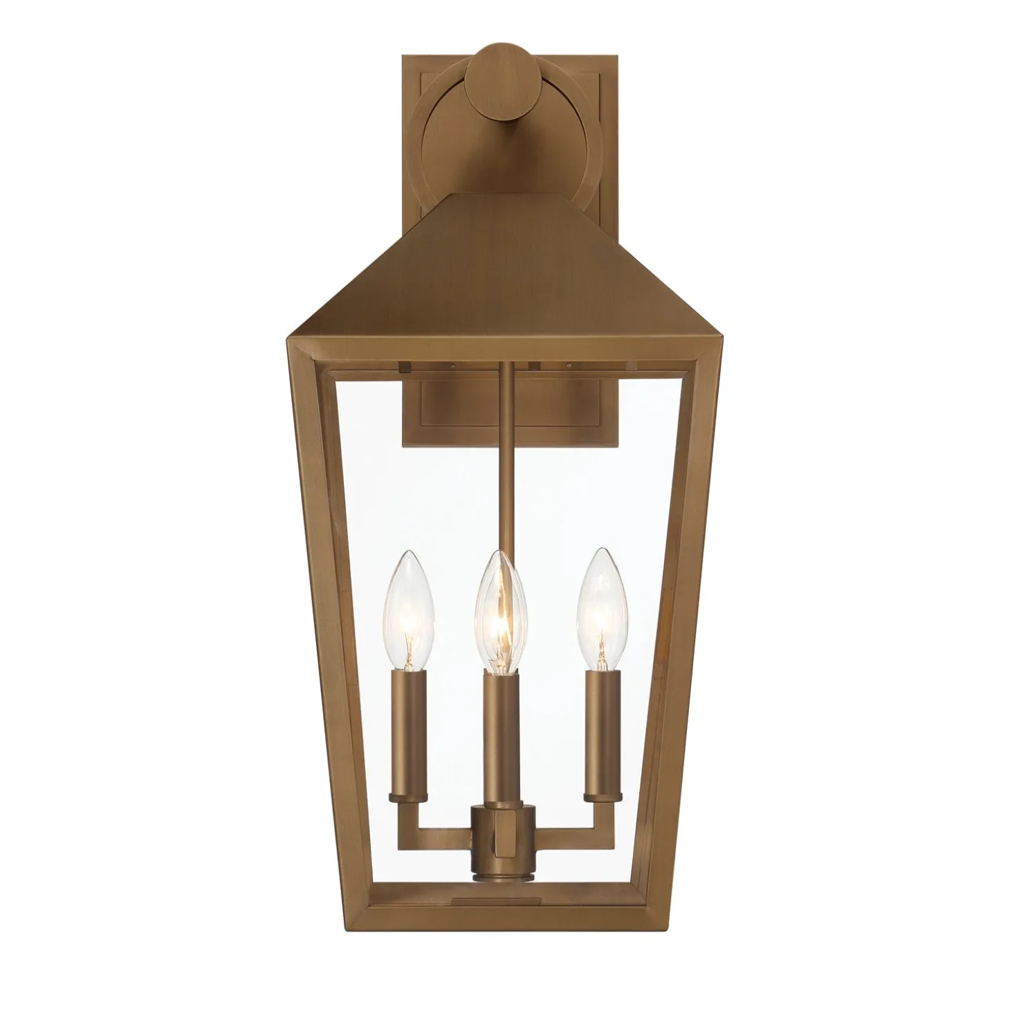 Cole Outdoor Wall Light, Large 21.5" Burnished Brass