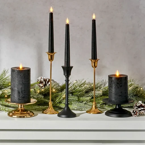 Demi 4" Pillar Candle Holder, Gold, Set of 2