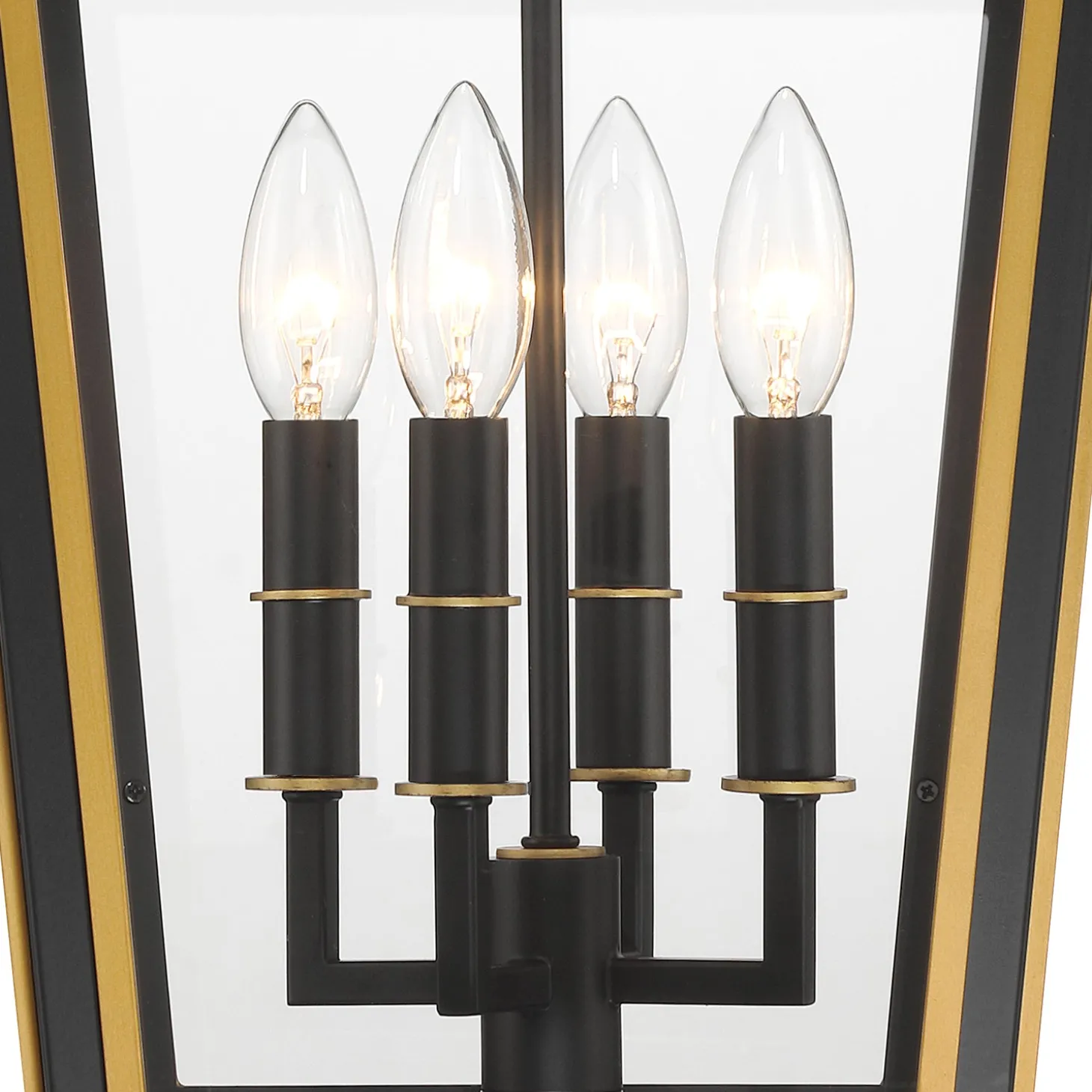 Ellington Outdoor Hanging Light, Black and Textured Gold