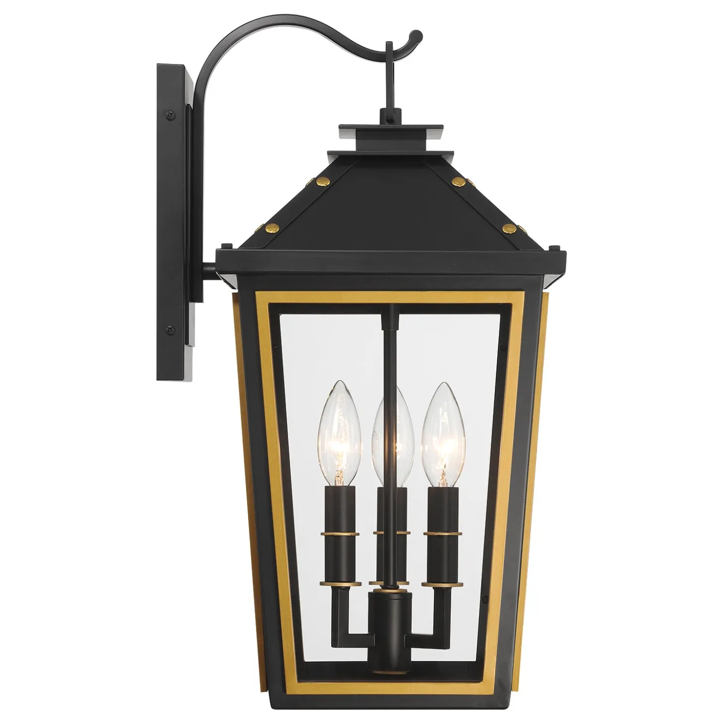 Ellington Outdoor Wall Light, Medium 19" Black and Textured Gold