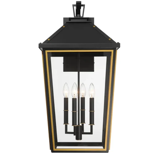 Ellington Outdoor Wall Light, Extra Large 30" Black and Textured Gold