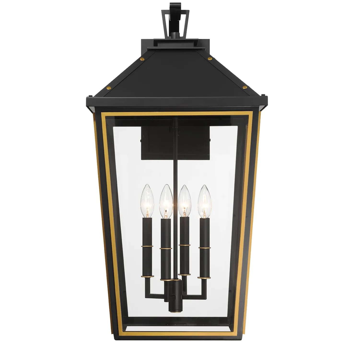 Ellington Outdoor Wall Light, Extra Large 30" Black and Textured Gold