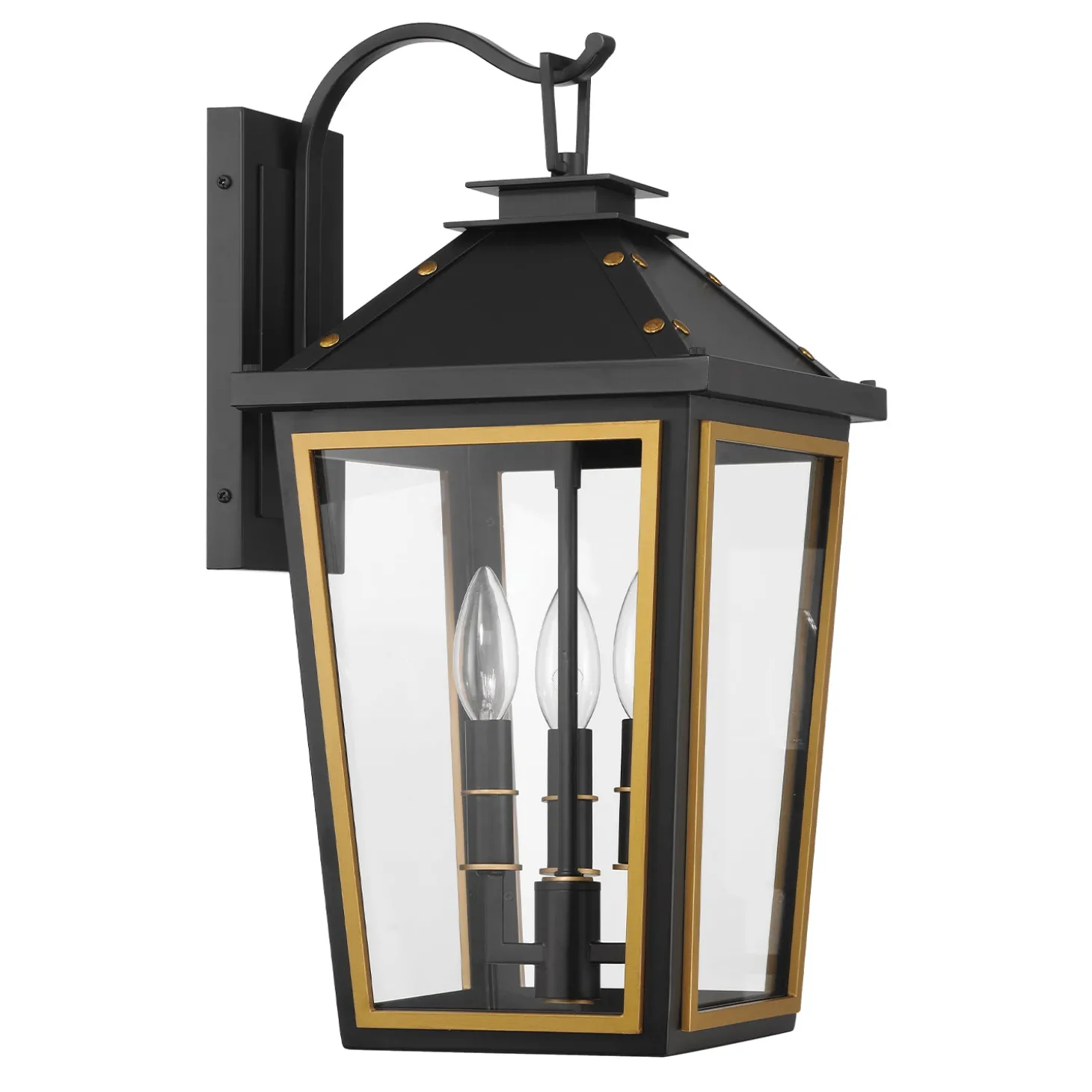 Ellington Outdoor Wall Light, Medium 19" Black and Textured Gold