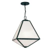 Emmett Outdoor Hanging Light, Black Charcoal and Opal Glass