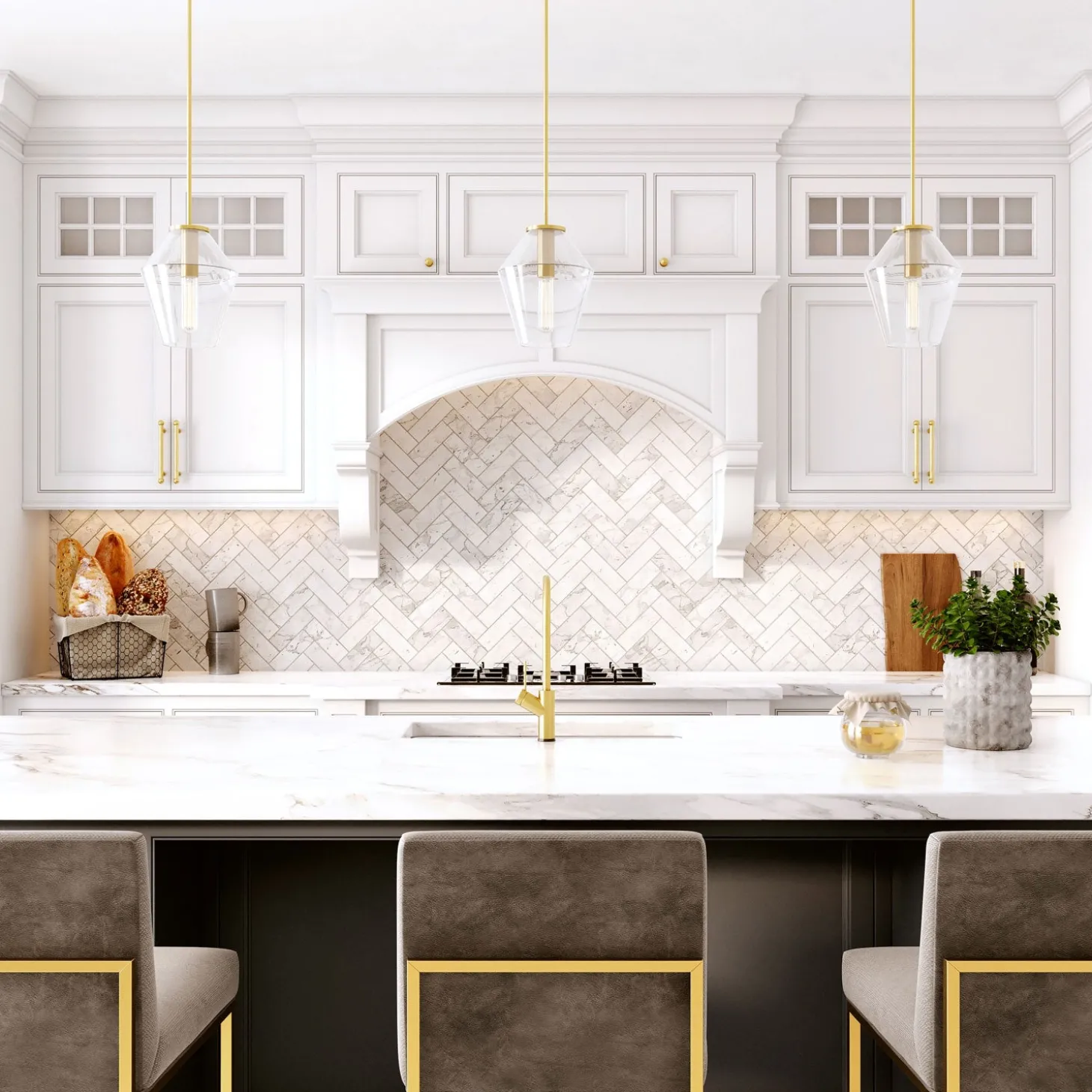 Eva 9" Clear Diamond Pendant, Satin Brass