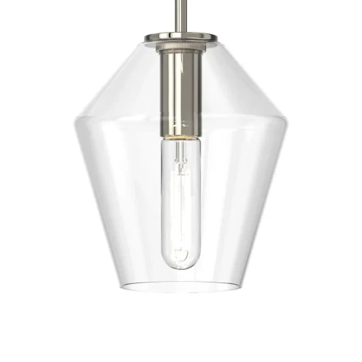 Eva 9" Clear Diamond Pendant, Polished Nickel
