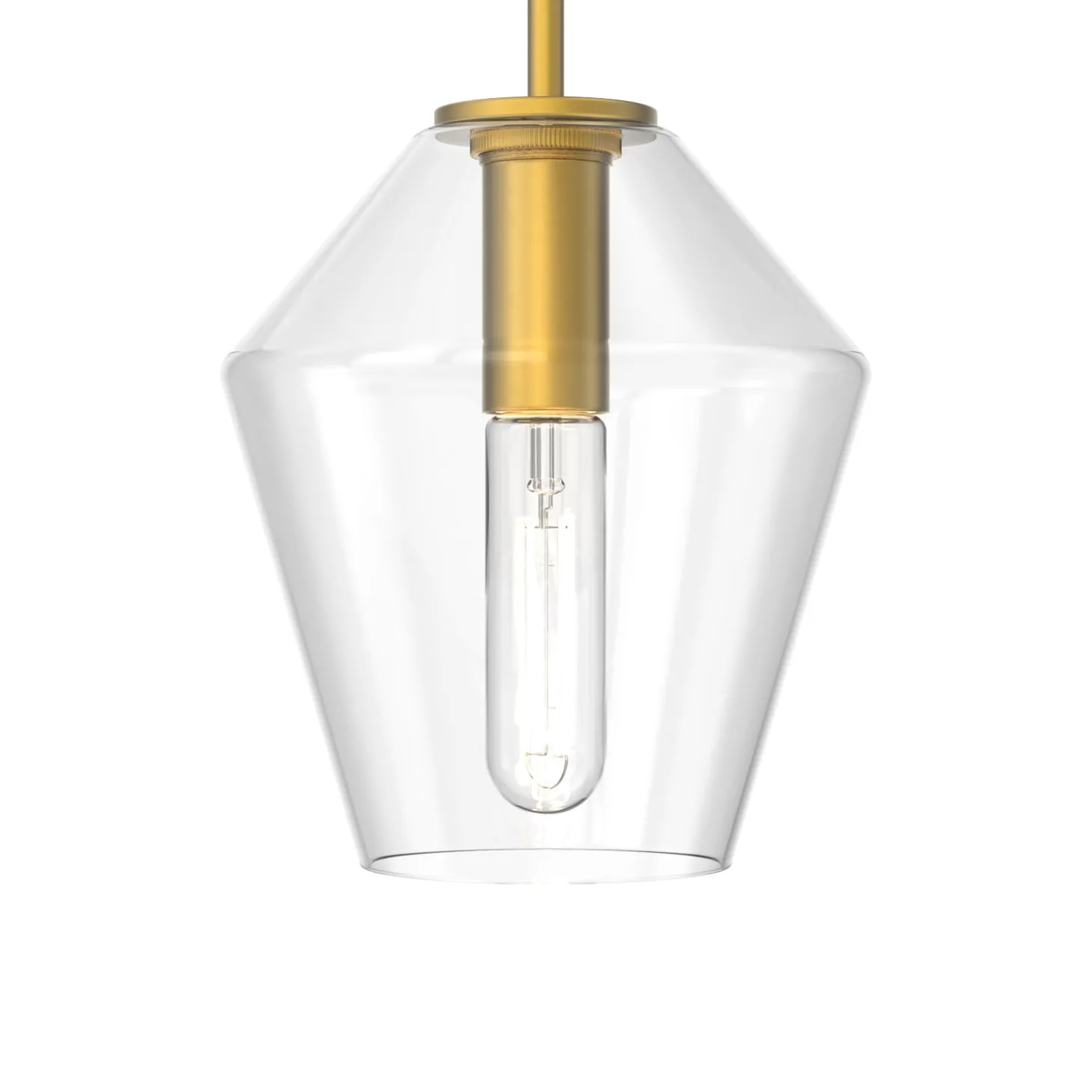 Eva 9" Clear Diamond Pendant, Satin Brass