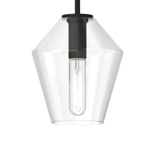 Eva 9" Clear Diamond Pendant, Matte Black